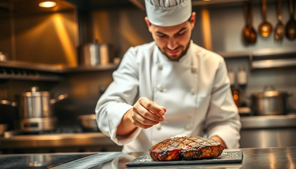 Professional Chef Using Gourmet Salt